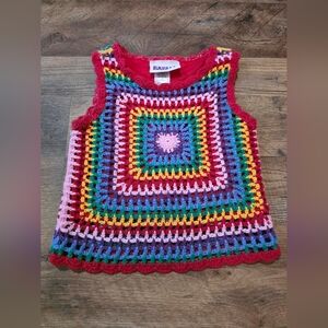 Rarity Kid's Rainbow Crochet 100% Cotton Tank Top Size 5